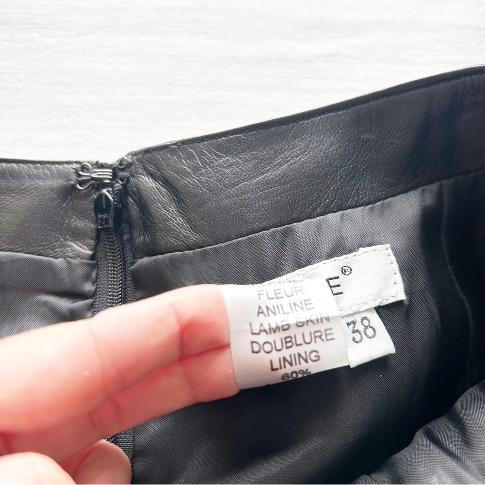 Vintage Celine 100% Lamb Skin Leather Black Pencil Skirt Size FR 38 / US Small - Picture 8 of 9